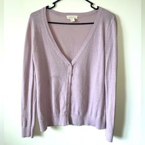 Light Purple Long-sleeve Button Up Cardigan